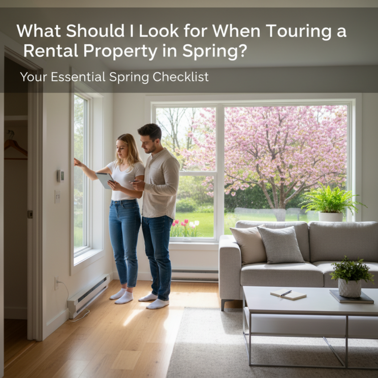 Spring Rental Tour Checklist: Inspect property condition, leaks, pests, appliances, neighborhood safety.
