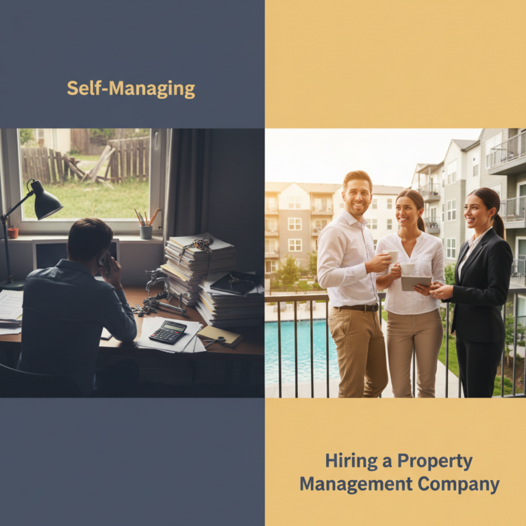 Property management benefits: happy landlord, rental income, less stress, tenant management.