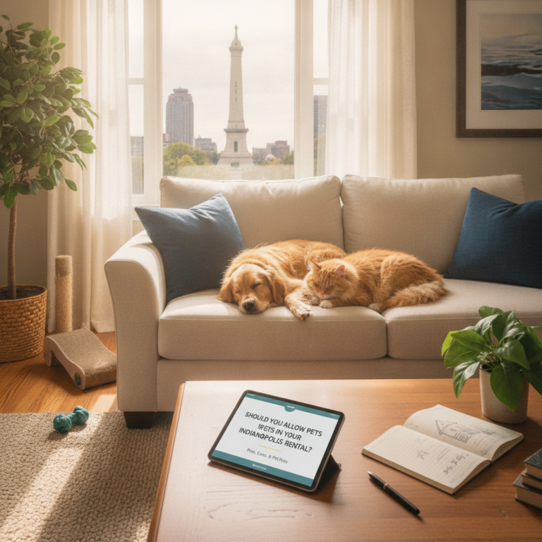 Professional illustration of Should You Allow Pets in Your Indianapolis Rental? Pros, Cons, and Pet Fees