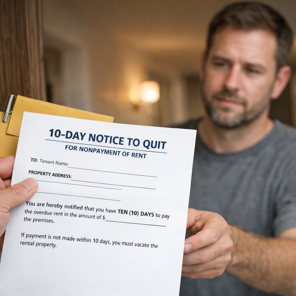Professional illustration of Step 1: Serve a 10-Day Notice to Quit for Nonpayment