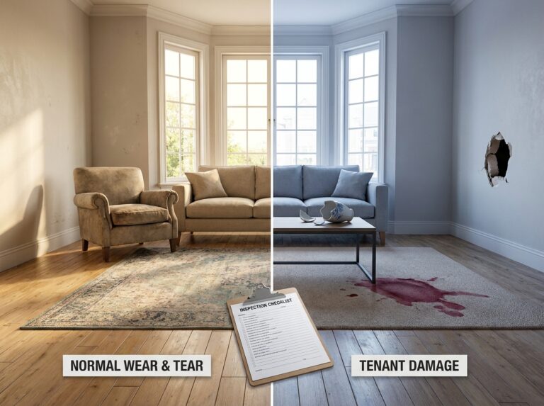Professional illustration of What Counts as Normal Wear and Tear vs. Tenant Damage on a Deposit?