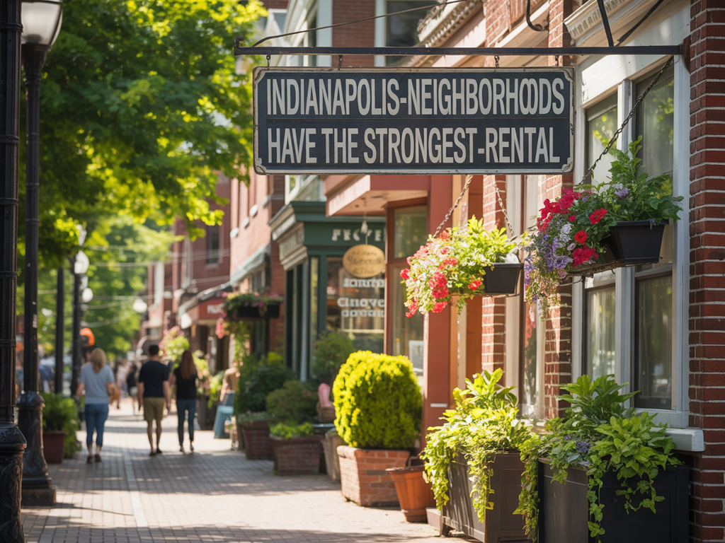Indianapolis neighborhoods with high rental demand, showing Downtown, Broad Ripple, and Fountain Square housing.